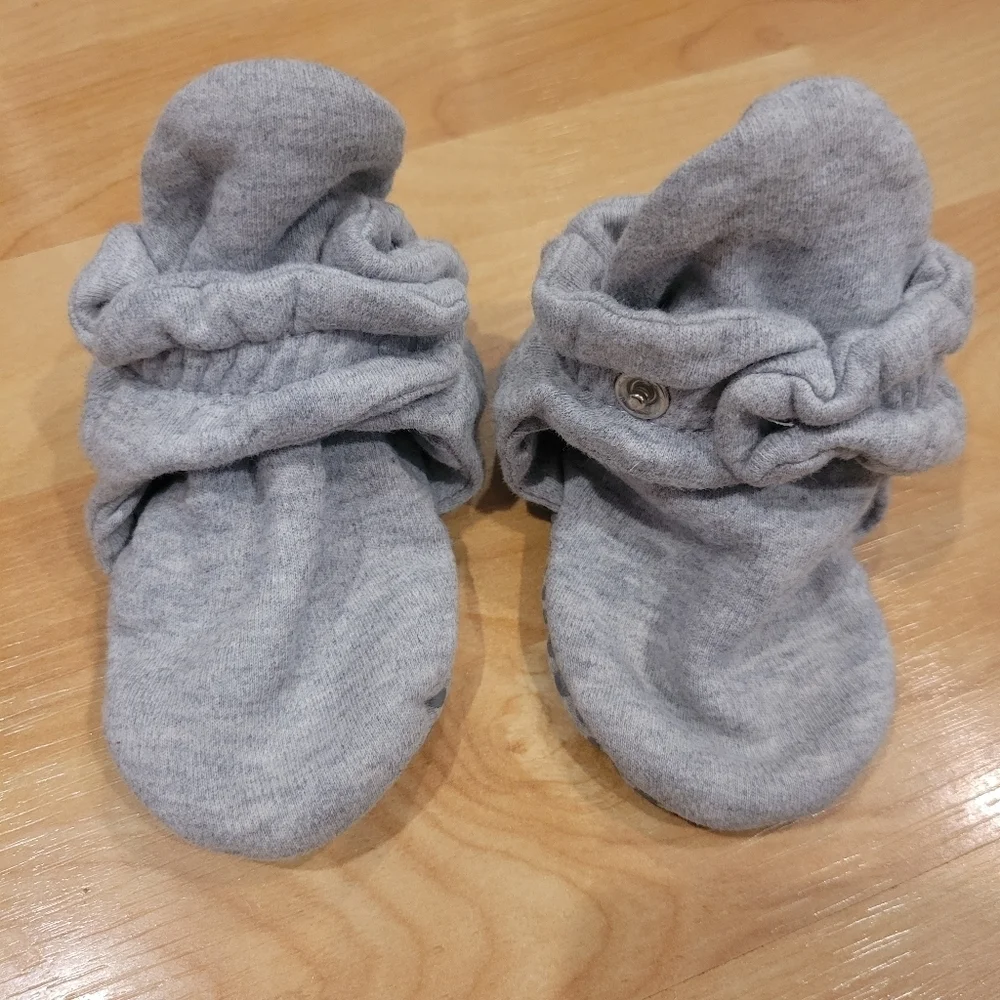 Zutano Cotton Gripper Baby Booties Grey Size 24 Months